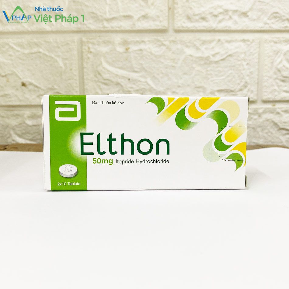Hộp thuốc Elthon 50mg được chụp tại Nhà Thuốc Việt Pháp 1
