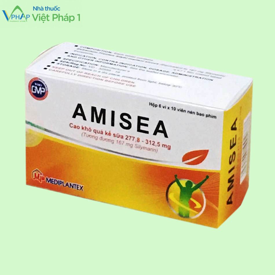 Hình ảnh: hộp thuốc bổ gan Amisea nhìn từ phải sang