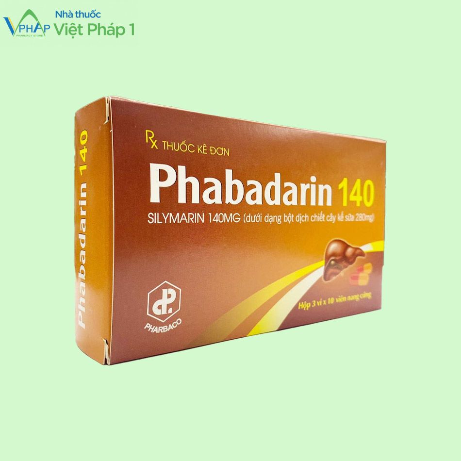 Mặt nghiêng của hộp thuốc Phabadarin 140