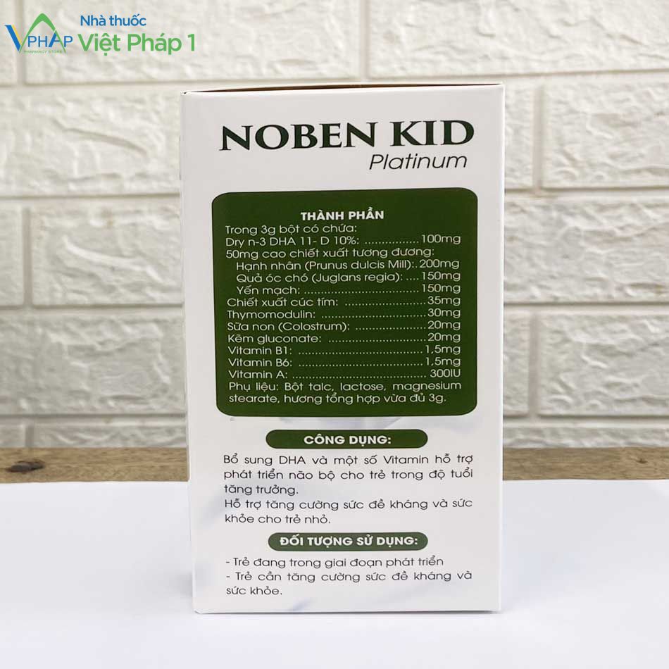 Thành phần của sản phẩm Noben Kid