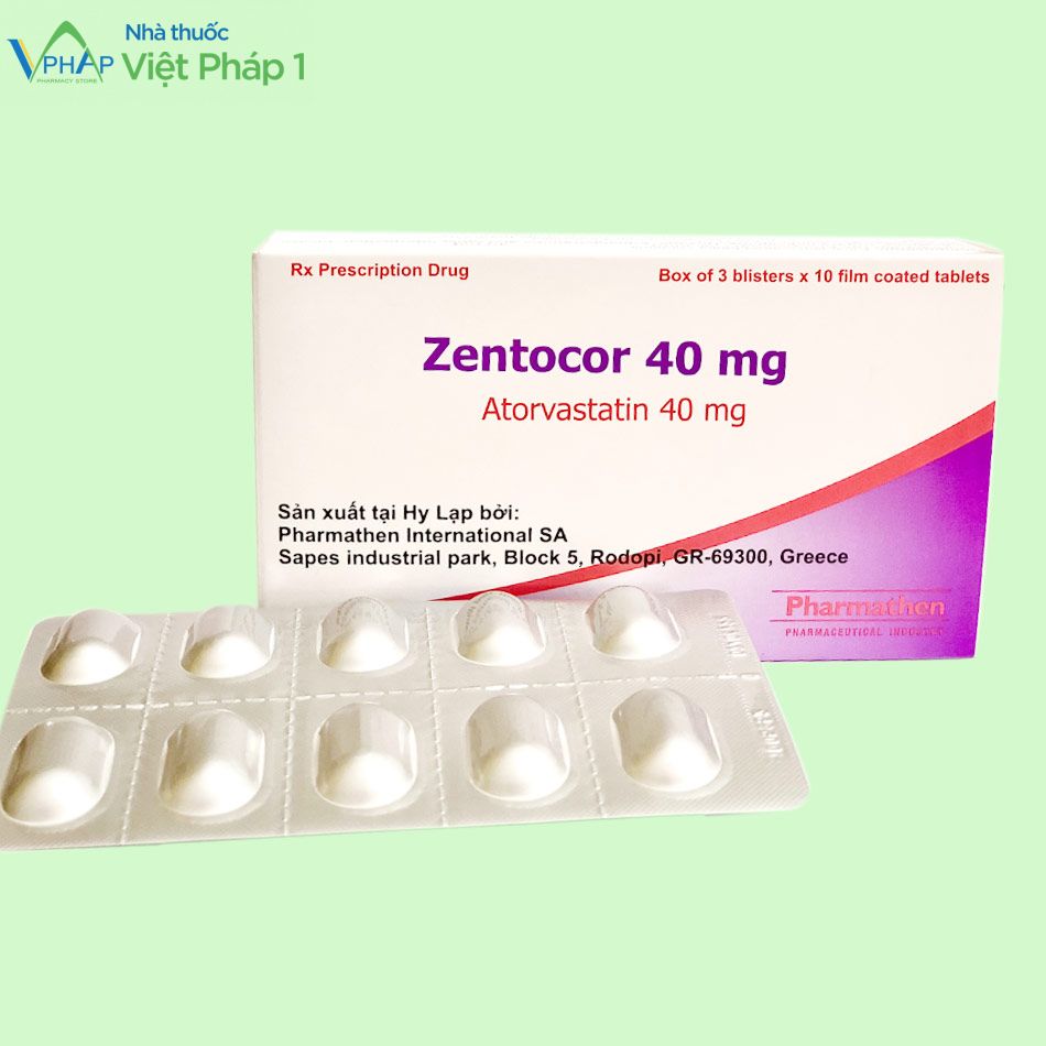 Hộp thuốc và vỏ thuốc Zentocor 40mg