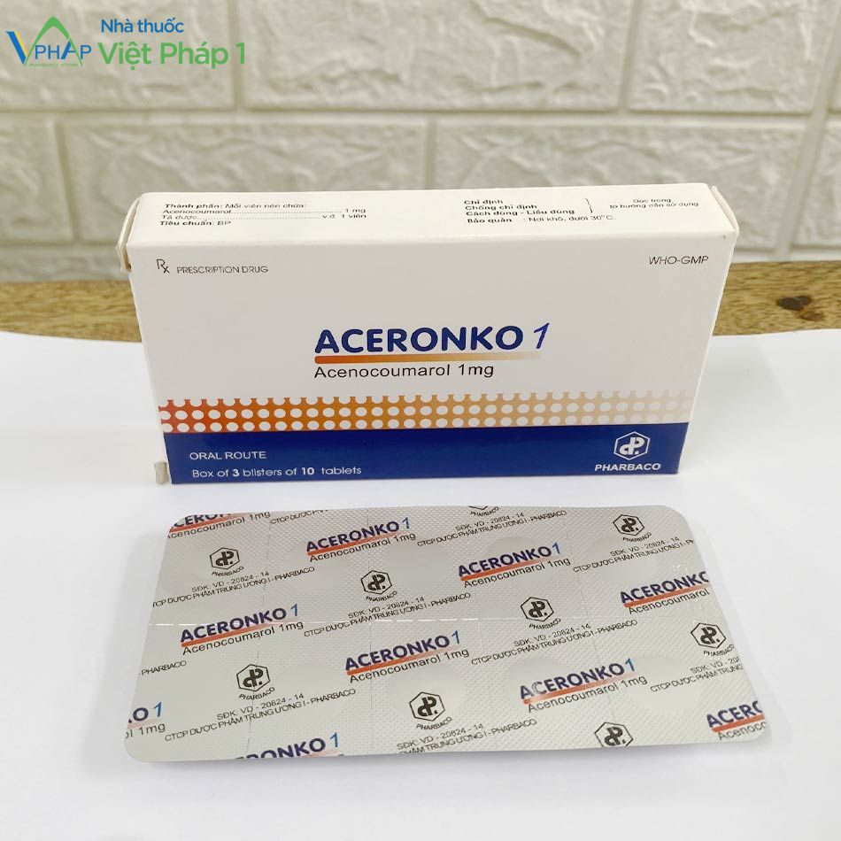 Hình ảnh hộp thuốc và mặt sau vỉ thuốc Aceronko 1