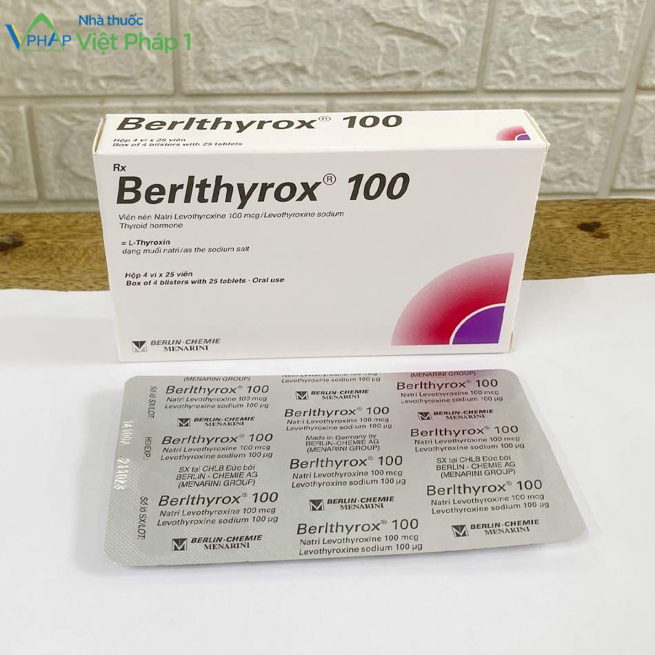 Hình ảnh hộp thuốc và mặt sau vỉ thuốc Berlthyrox 100