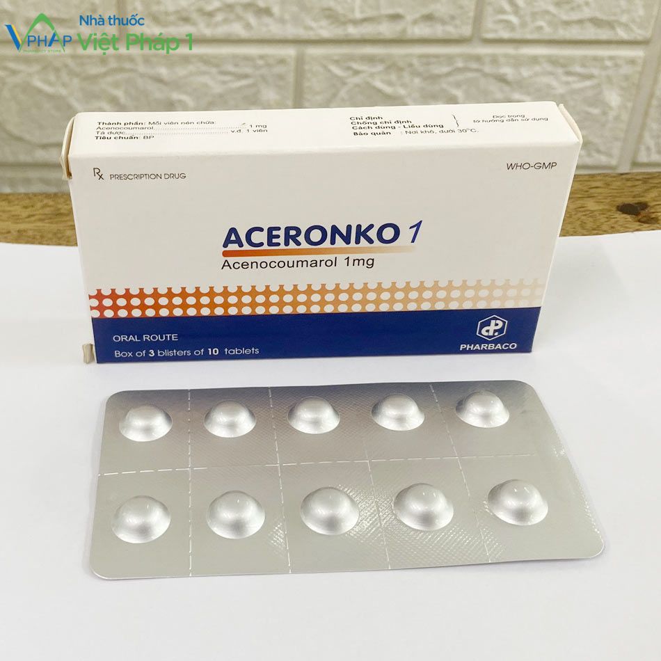 Hình ảnh hộp thuốc và mặt trước vỉ thuốc Aceronko 1