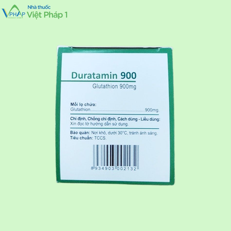 Hình ảnh mặt bên của hộp thuốc Duratamin 900