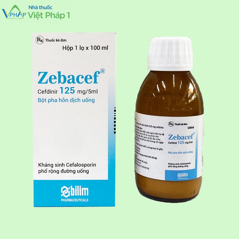Hộp và lọ thuốc Zebacef 125mg/5ml