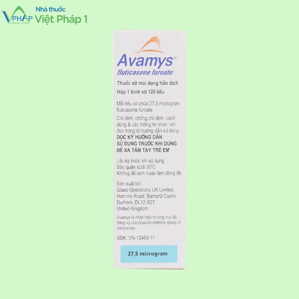 Thông tin của thuốc Avamys