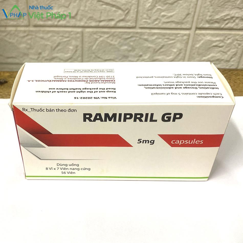 Mặt trên hộp thuốc Ramipril GP 5mg