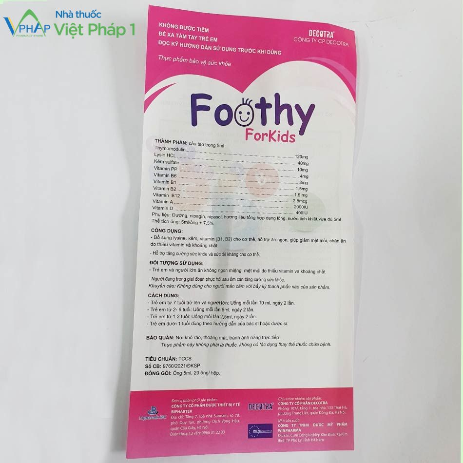 Tờ hướng dẫn sử dụng của Foothy ForKids