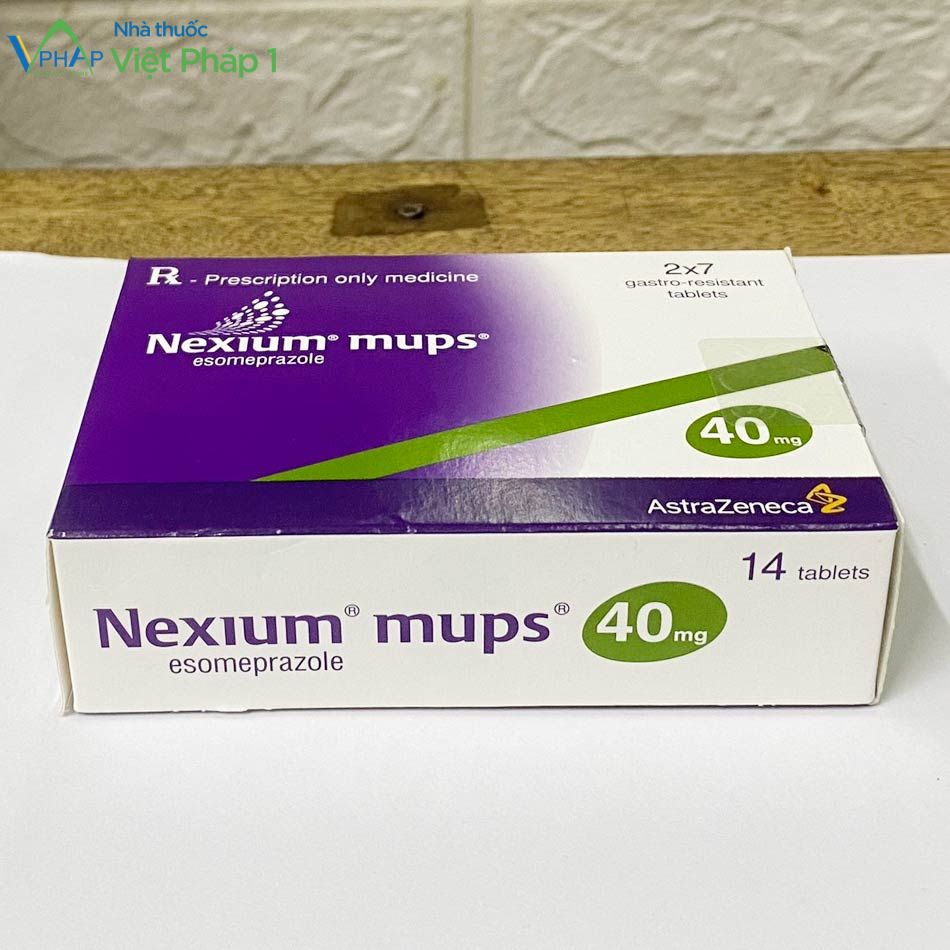 Mặt trước hộp thuốc Nexium mups 40mg