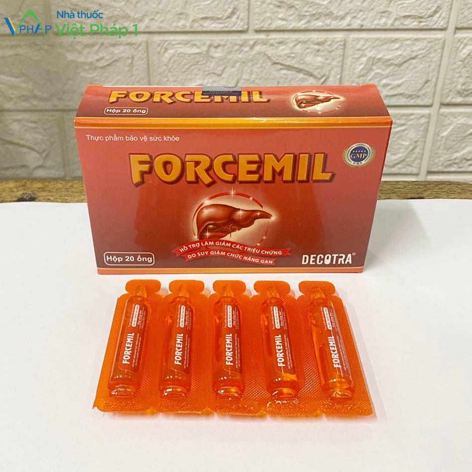 Hộp 20 ống sản phẩm Forcemil được chụp tại Nhà Thuốc Việt Pháp 1