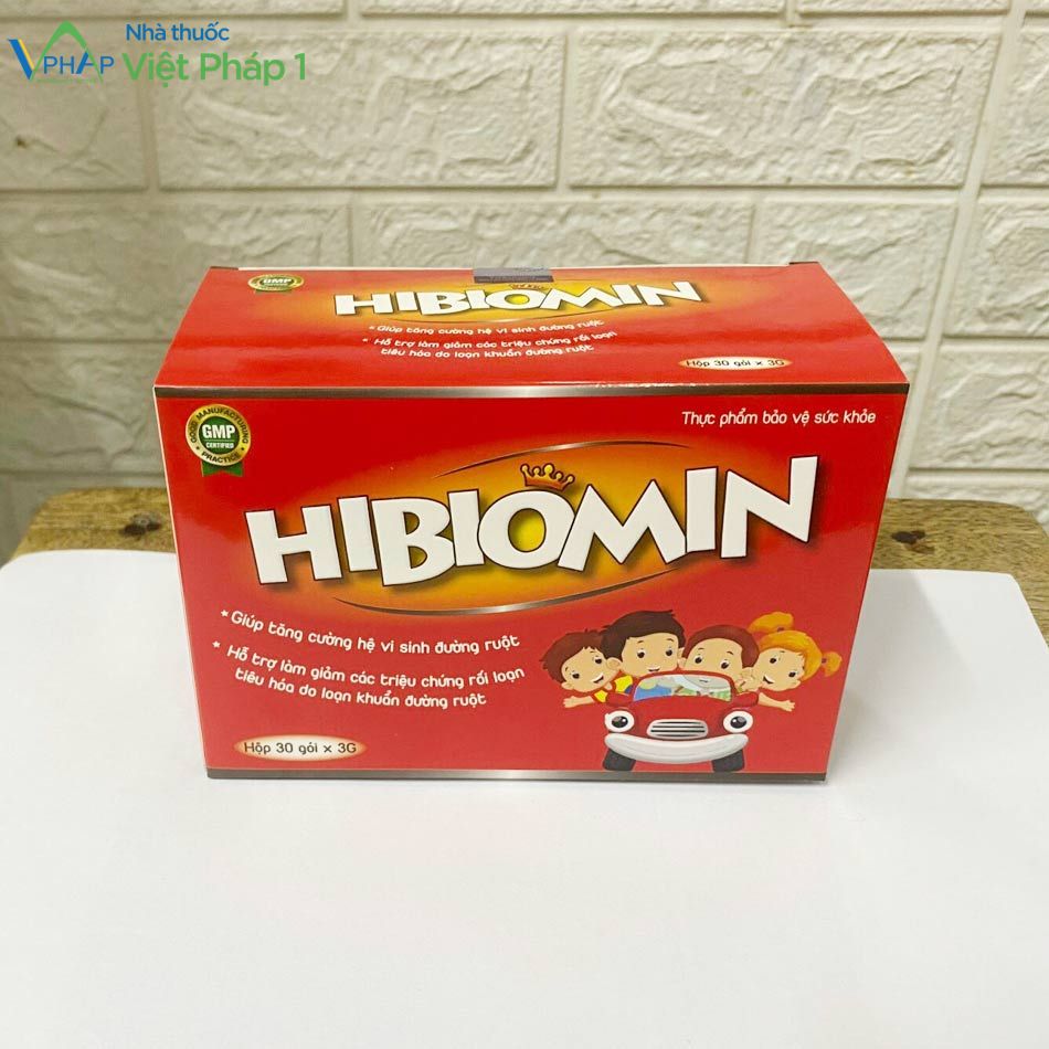 Hộp sản phẩm Hibiomin được chụp tại Nhà Thuốc Việt Pháp 1
