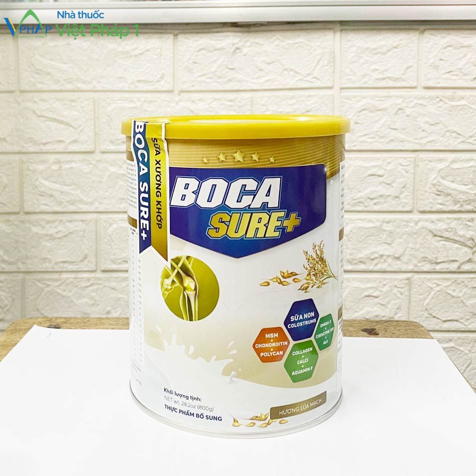 Hộp sản phẩm sữa non BOCA SURE 800gr được chụp tại Nhà Thuốc Việt Pháp 1