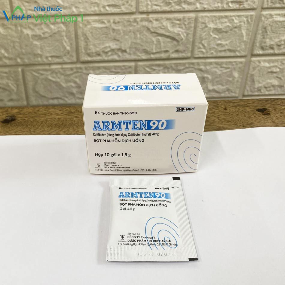 Hình ảnh hộp và gói bột pha hỗn dịch thuốc Armten 90