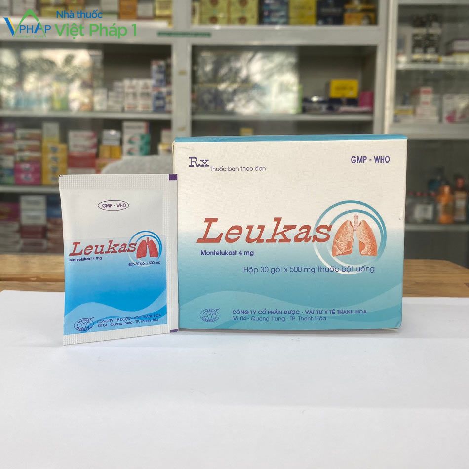 Hình ảnh hộp và gói thuốc Leukas 4mg