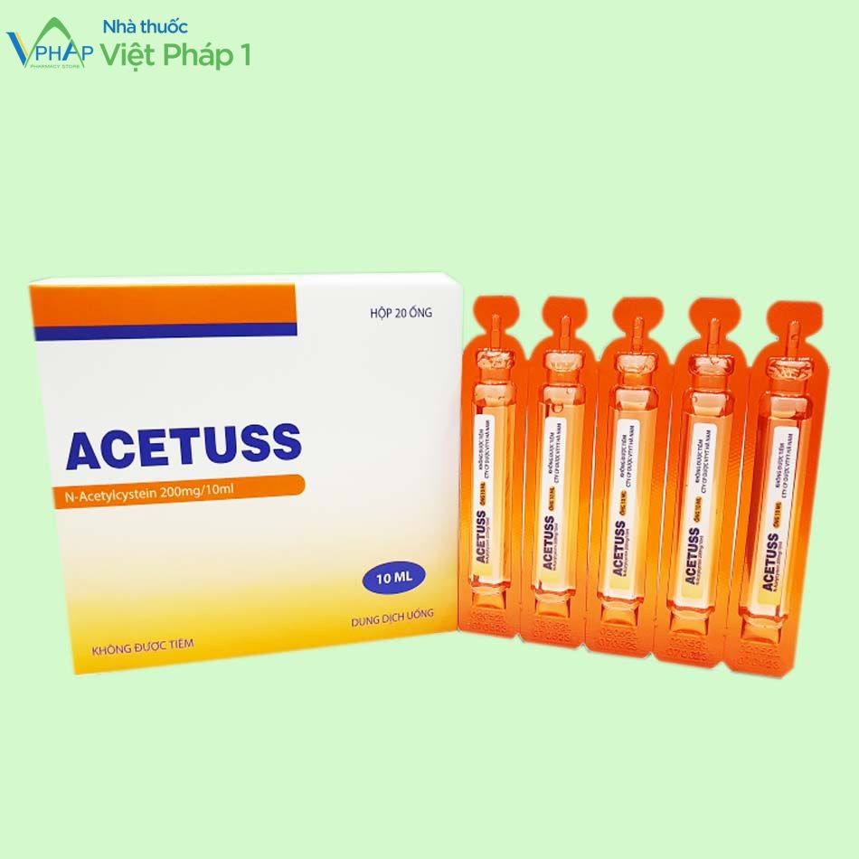 Hình ảnh: hộp và ống thuốc Acetuss 20ml
