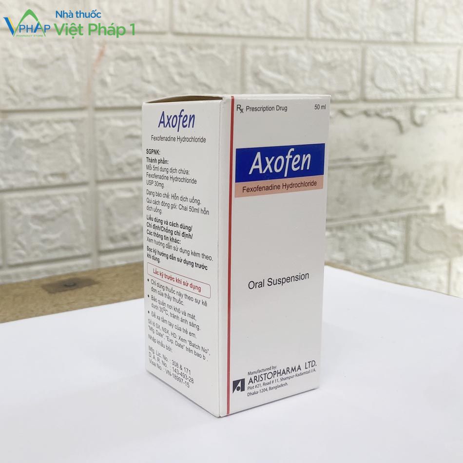 Hình ảnh hộp thuốc Axofen nhìn từ bên trái