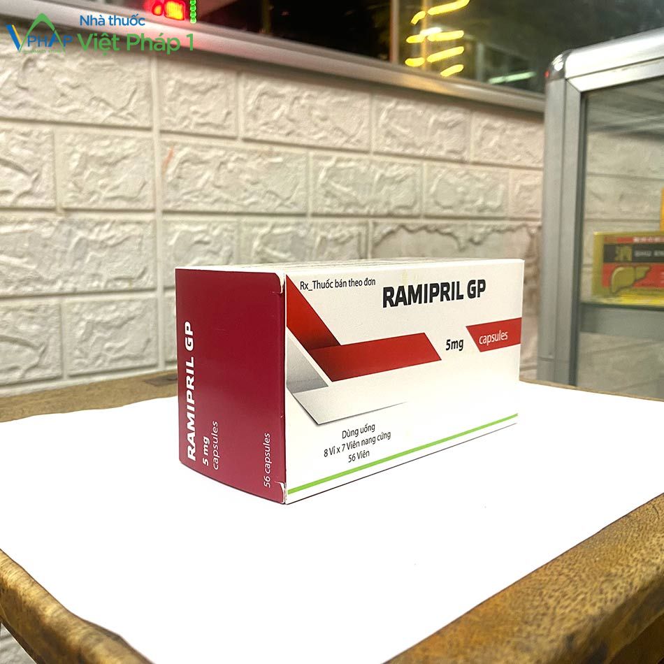 Mặt chéo hộp thuốc Ramipril GP 5mg