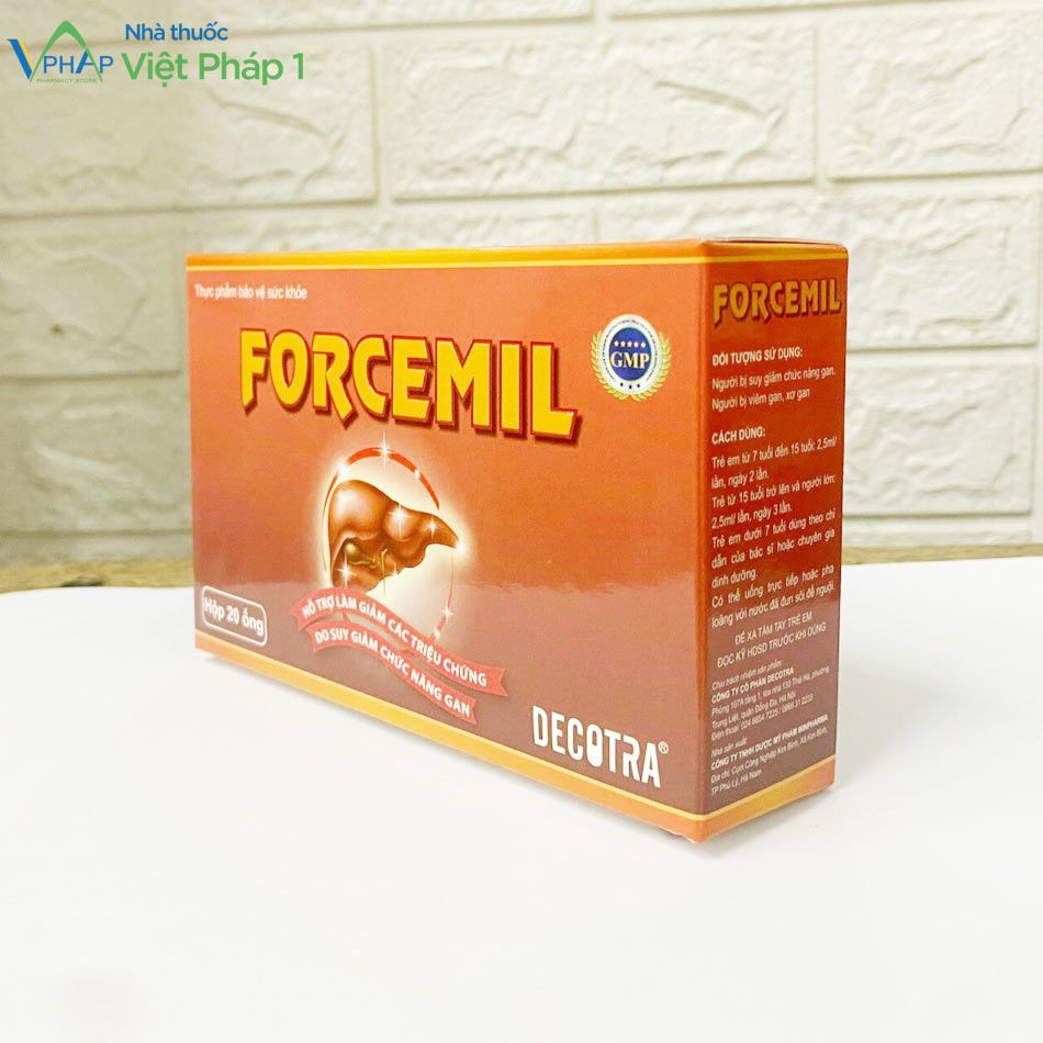 Hộp 20 ống thực phẩm chức năng Forcemil được chụp tại Nhà Thuốc Việt Pháp 1