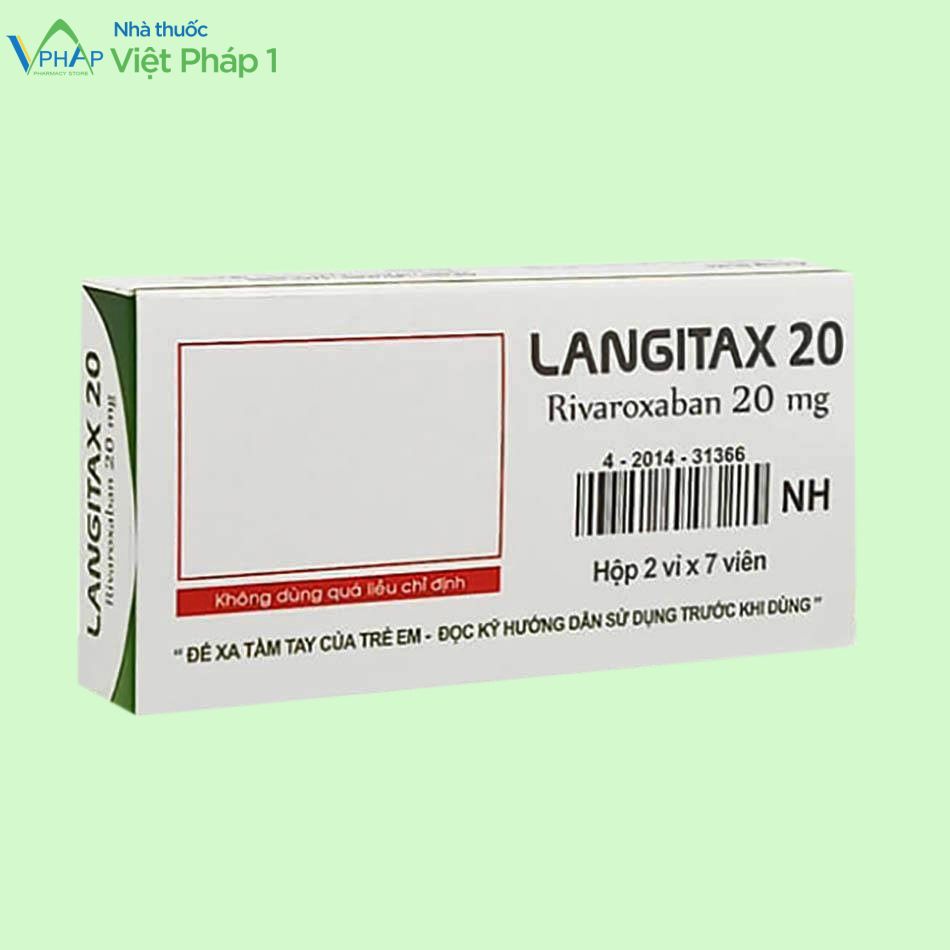 Mặt sau của hộp thuốc Langitax 20mg