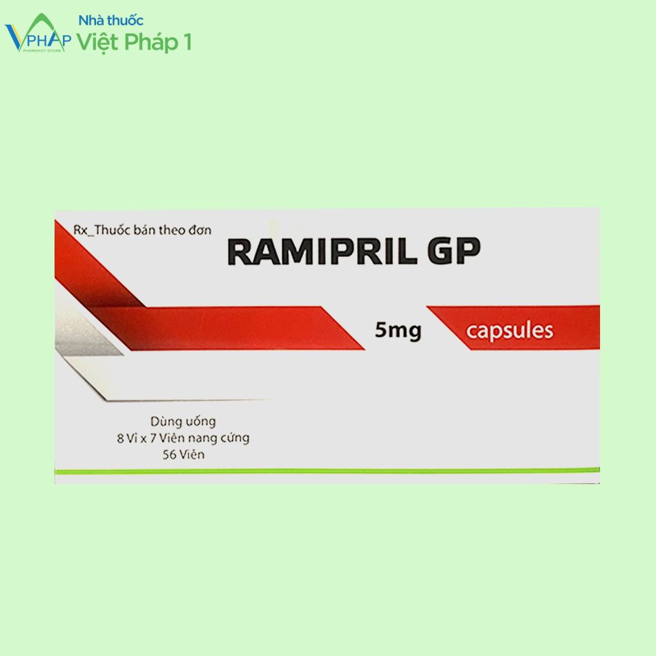 Mặt trước hộp thuốc Ramipril GP 5mg