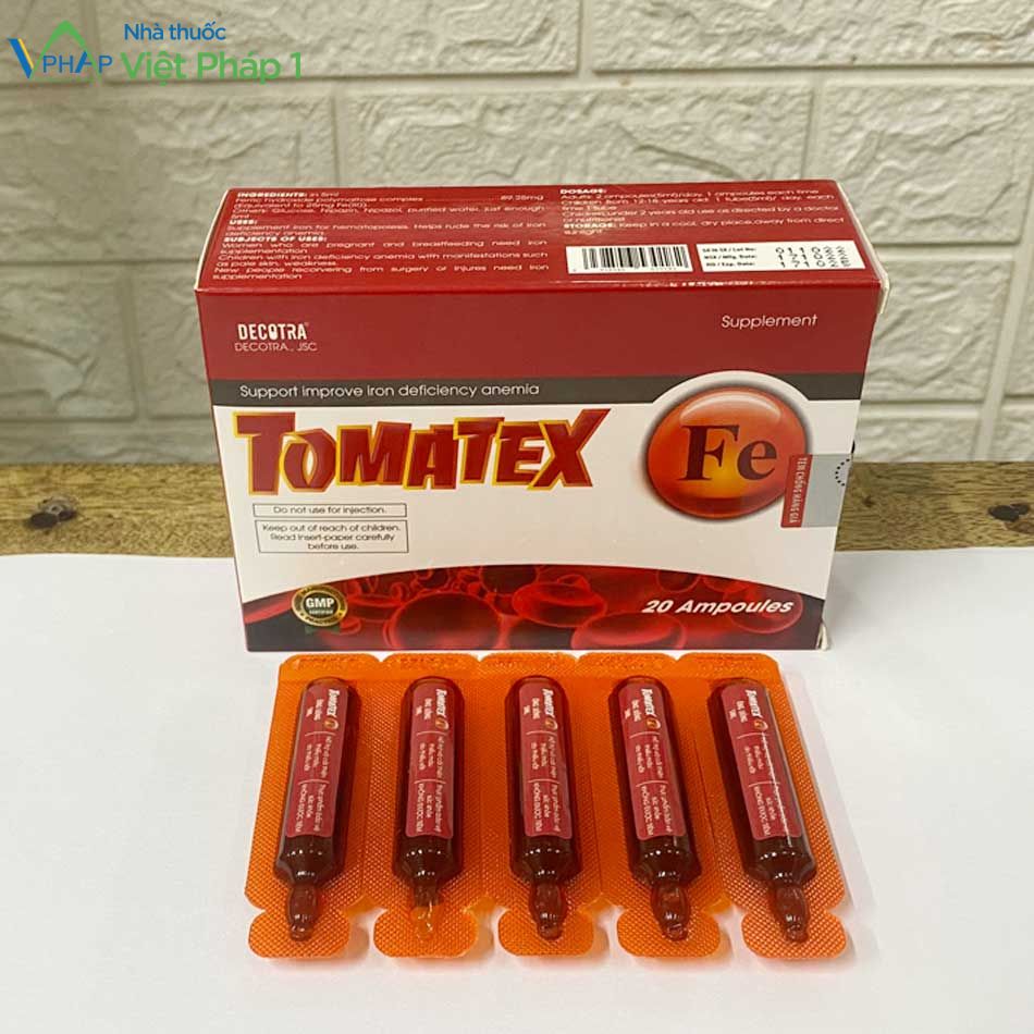 Hình ảnh: Hộp và vỉ sản phẩm bổ sung sắt Tomatex