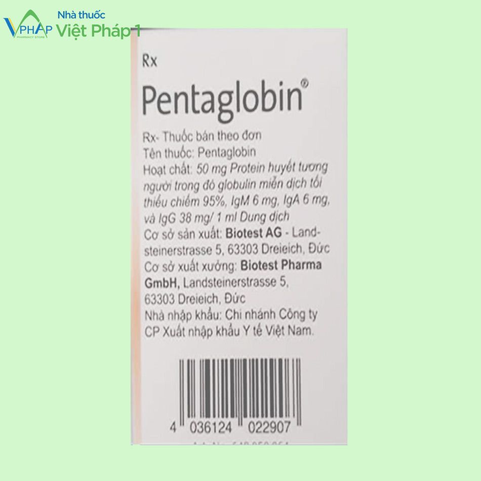 Thành phần Pentaglobin