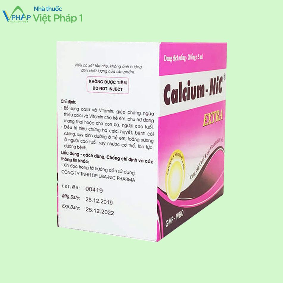 Thông tin của sản phẩm Calcium - NIC Extra 5ml