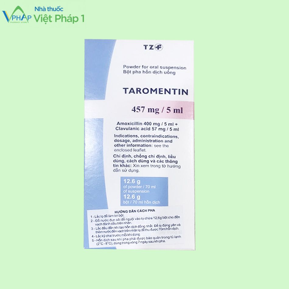 Thông tin của thuốc Taromentin 457mg/5ml