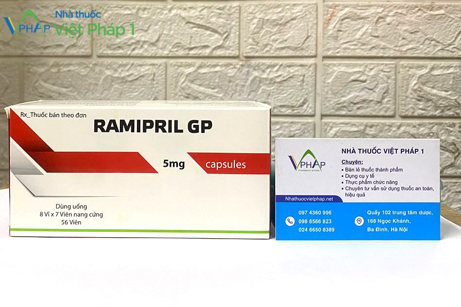Hộp thuốc Ramipril Gp 5mg và card Nhà Thuốc Việt Pháp 1