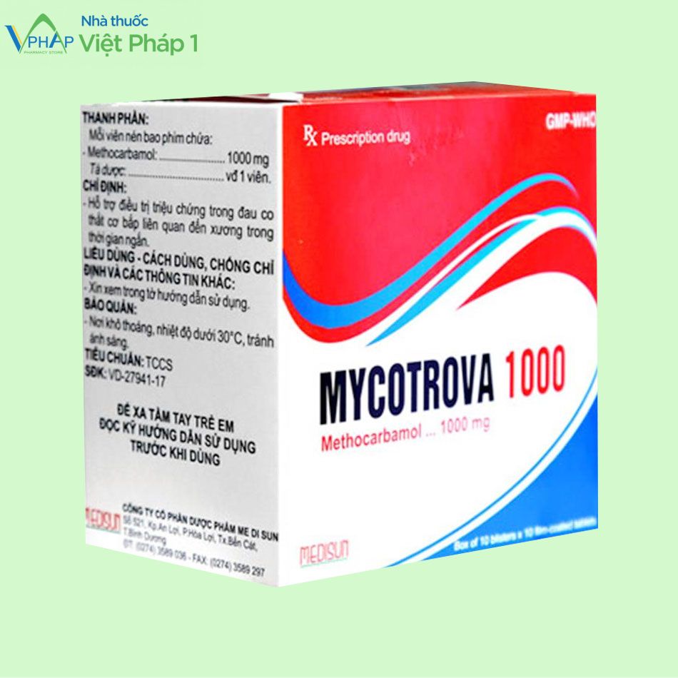 Mặt bên hộp thuốc Mycotrova 1000