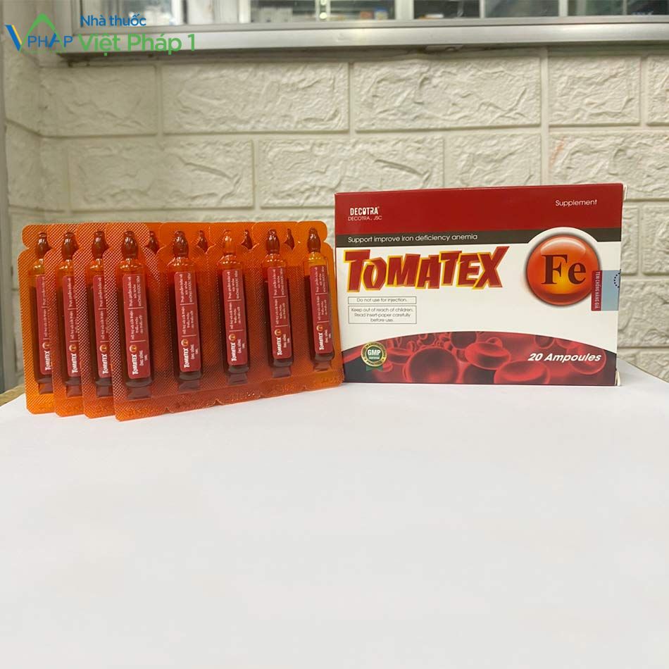Hình ảnh: Hộp và vỉ sản phẩm bổ sung sắt Tomatex