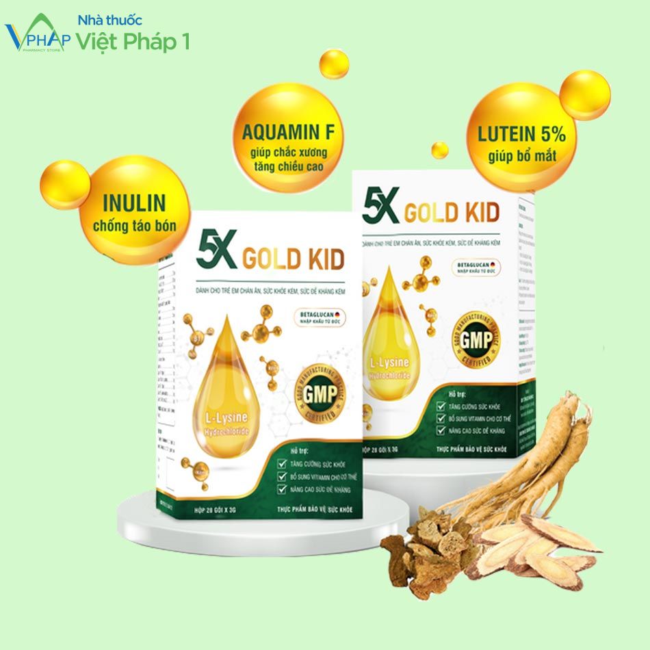 Cốm 5X GOLD KID có thành phần chứa các dưỡng chất tốt cho sức khỏe bé