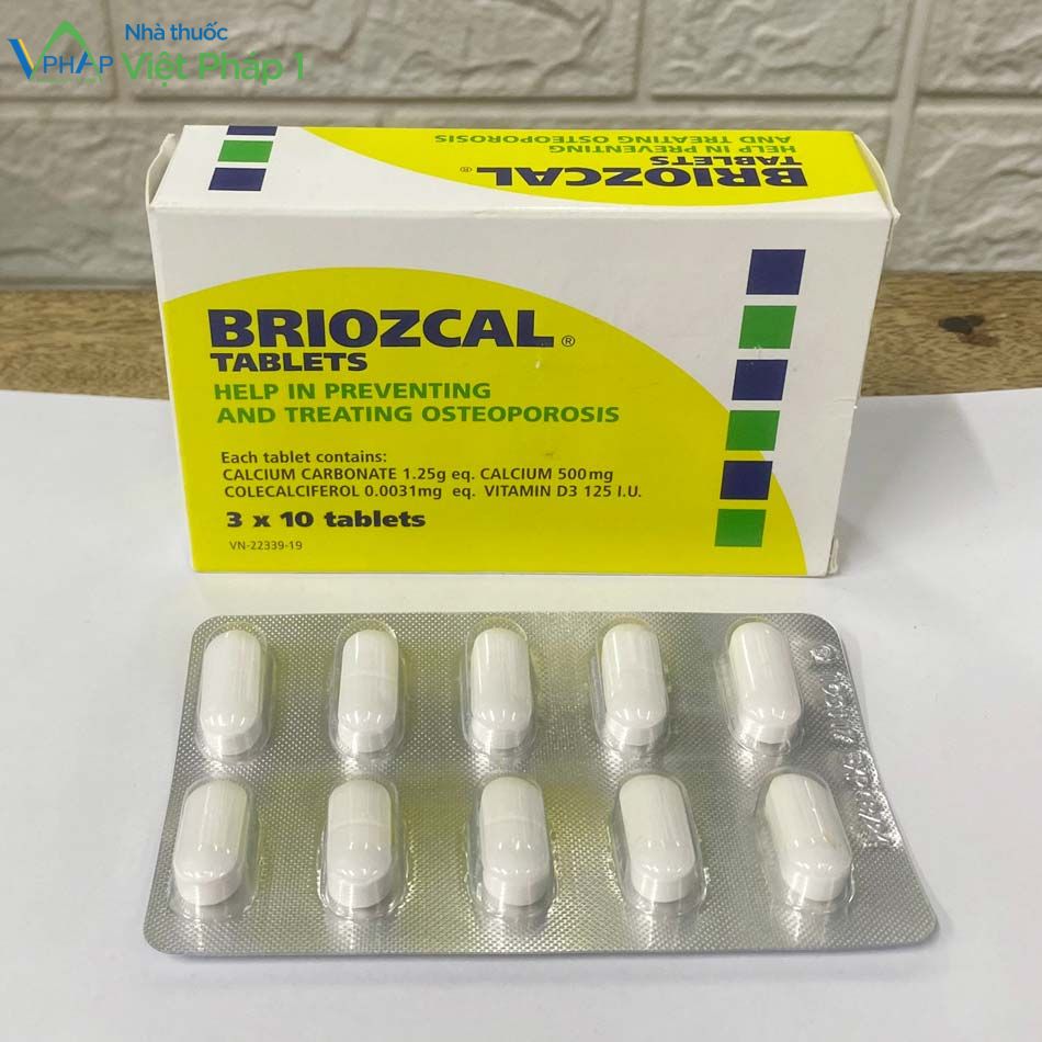 Hình ảnh: Hộp và vi thuốc Briozcal 1250mg
