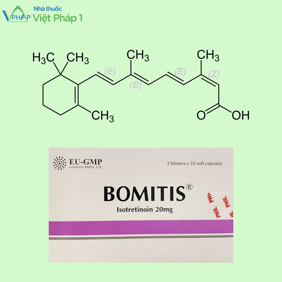 Thuốc Bomitis chứa hoạt chất chính là Isotretinoin