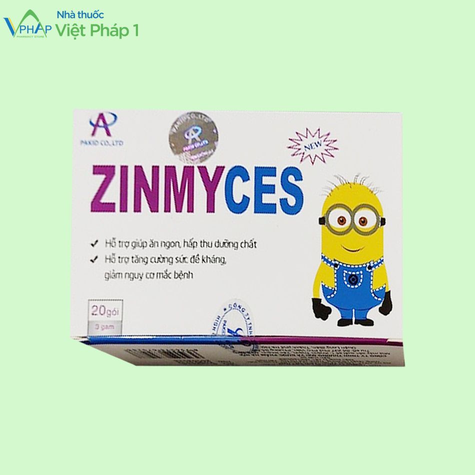 Hộp sản phẩm ZINMYCES được phân phối chính hãng tại Nhà Thuốc Việt Pháp 1