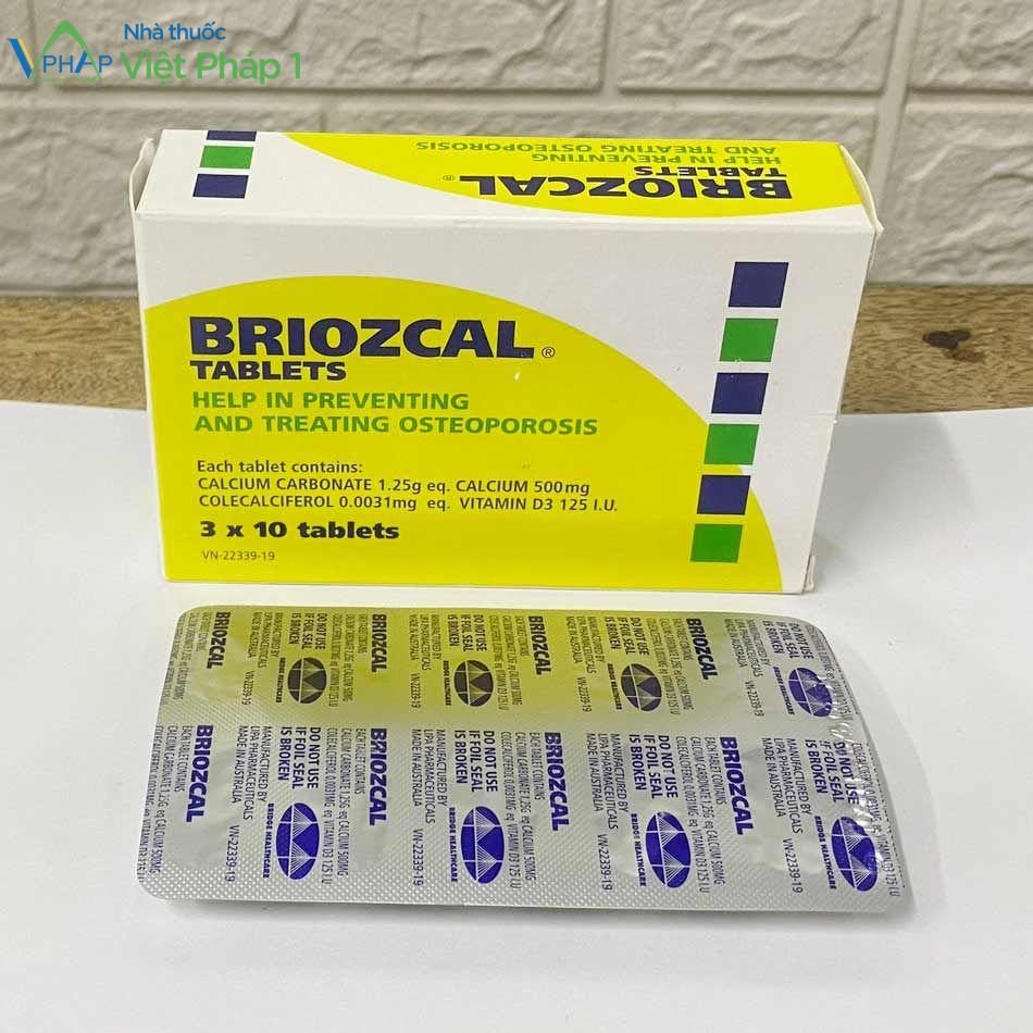 Hình ảnh: Hộp và vi thuốc Briozcal 1250mg