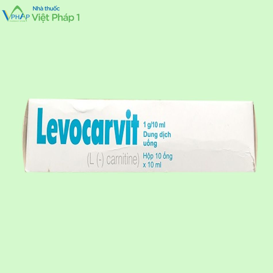 Mặt bên của hộp thuốc Levocarvit