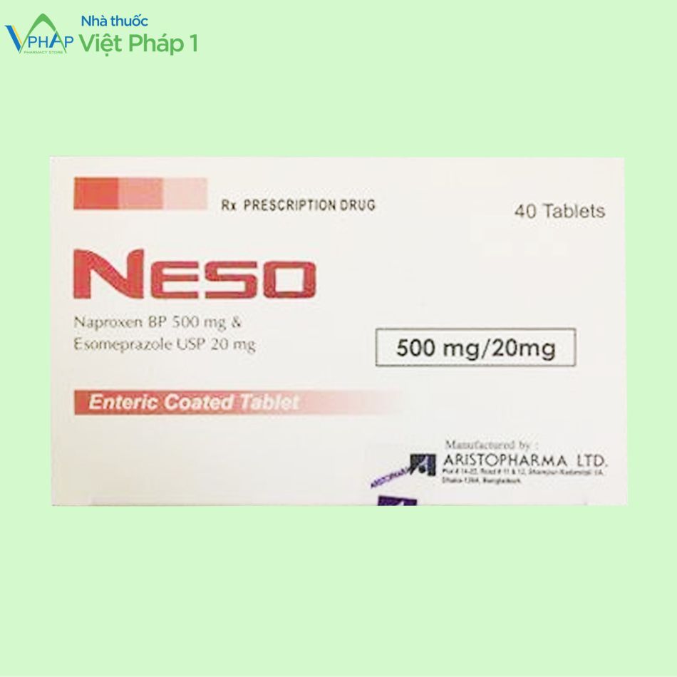 Hình ảnh hộp thuốc Neso 500mg/20mg