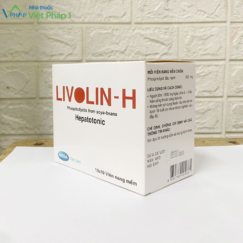 Hộp 100 viên nang mềm Livolin-H được chụp tại Nhà Thuốc Việt Pháp 1