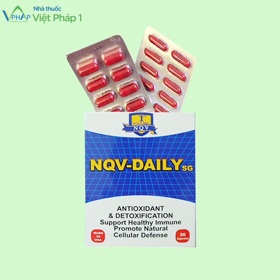 Hộp sản phẩm NQV-Daily SG được phân phối chính hãng tại Nhà Thuốc Việt Pháp 1