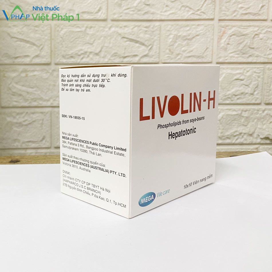 Mặt nghiêng của hộp thuốc Livolin-H được chụp tại Nhà Thuốc Việt Pháp 1