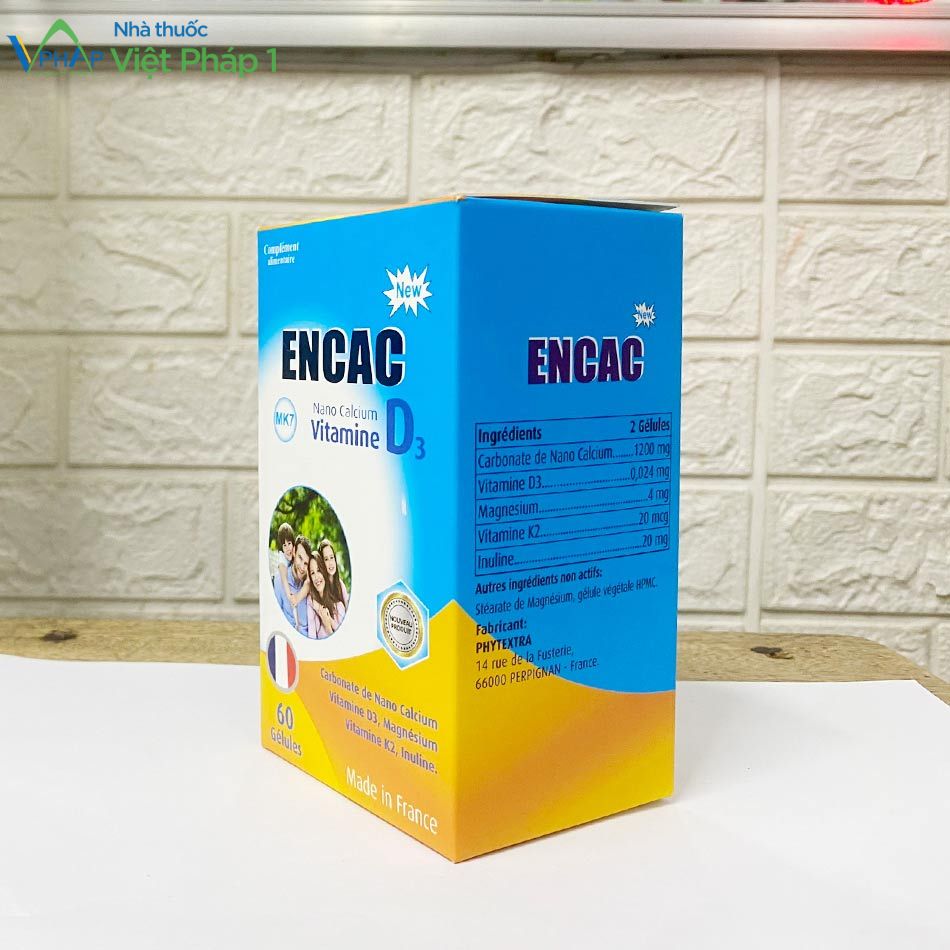 Thành phần của Encac được in mặt bên của hộp sản phẩm