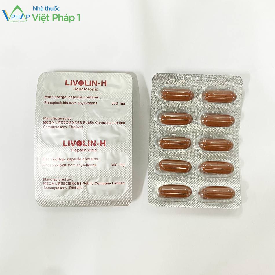 Vỉ 10 viên thuốc Livolin-H được chụp tại Nhà Thuốc Việt Pháp 1