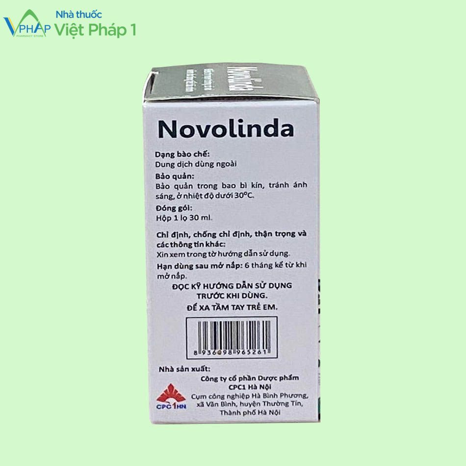 Thuốc trị mụn Novolinda có xuất xứ tại Việt Nam