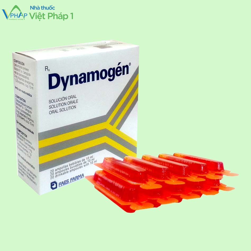 Hộp thuốc Dynamogen gồm 10 ồng x 20ml.