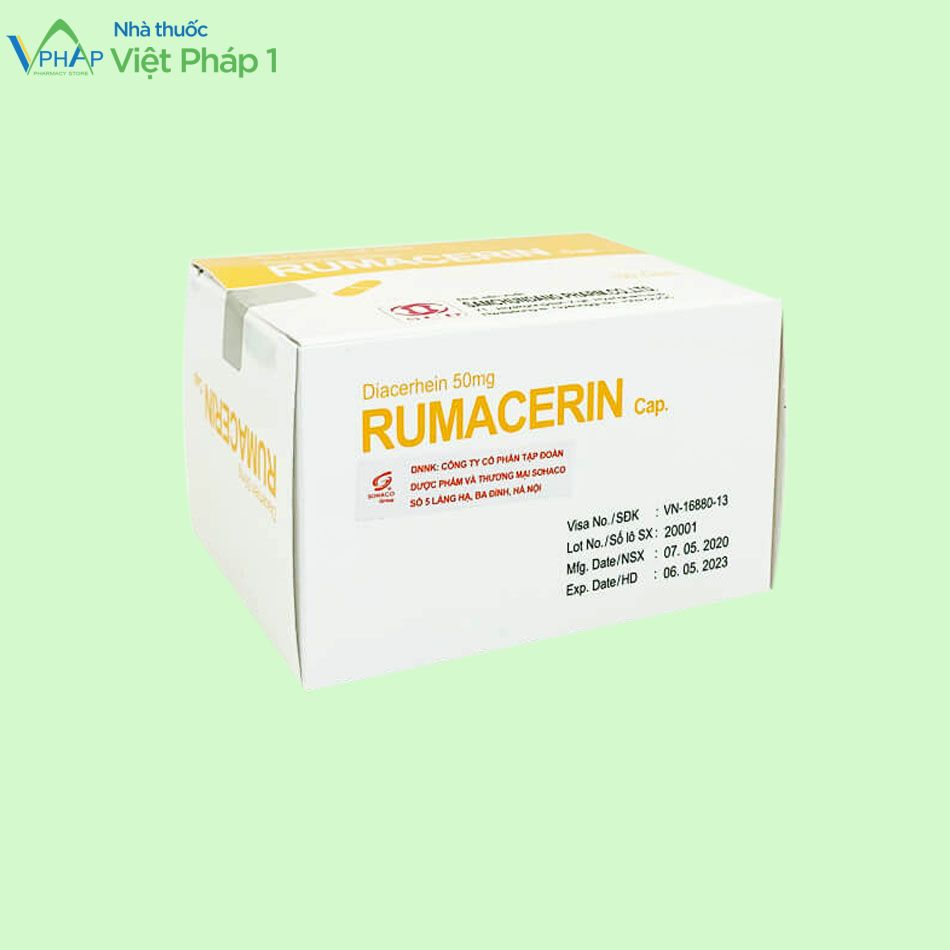 Hình ảnh: Đáy của hộp thuốc Rumacerin cap 50mg