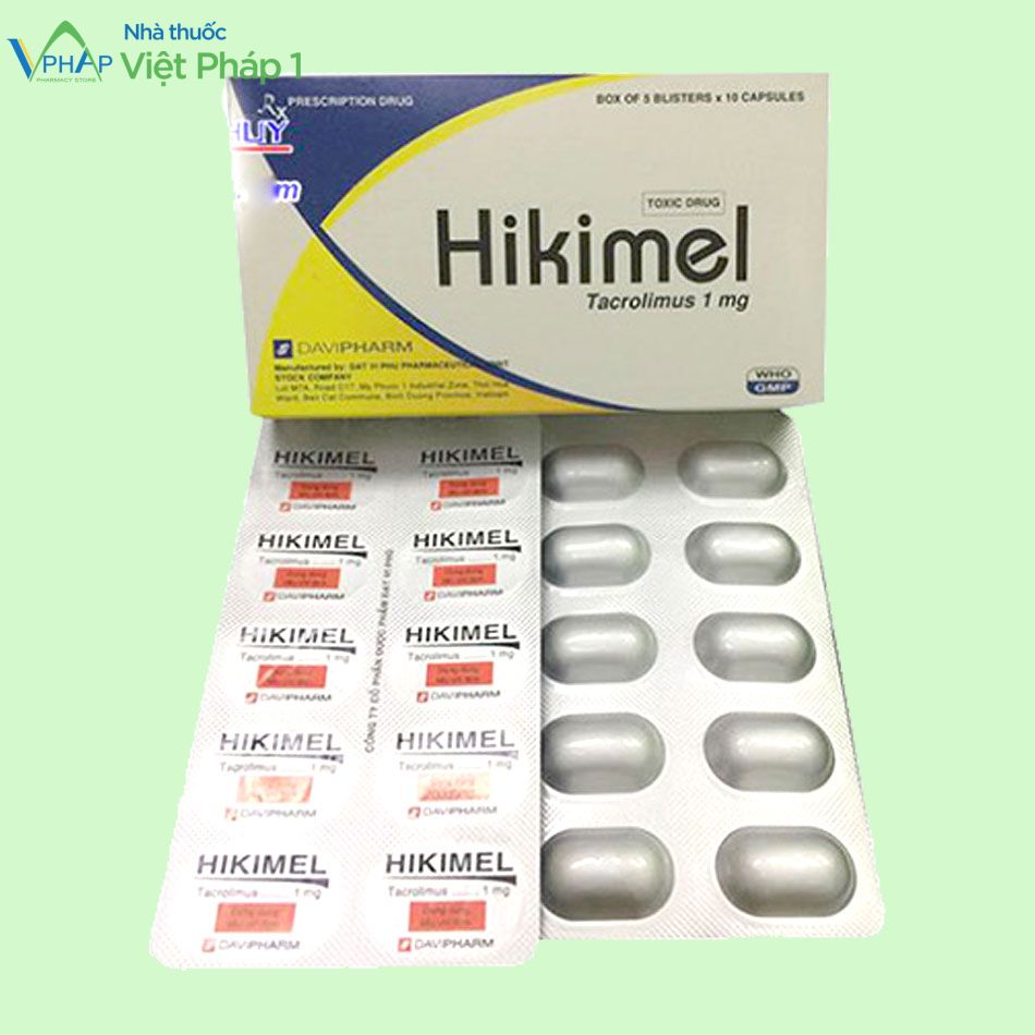 Hộp và vỉ thuốc điều trị loại ghép Hikimel 1mg