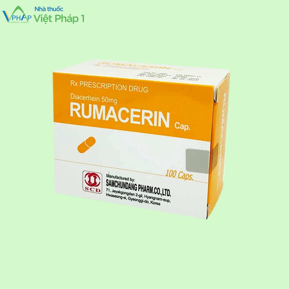 Mặt trước của hộp thuốc Rumacerin cap 50mg