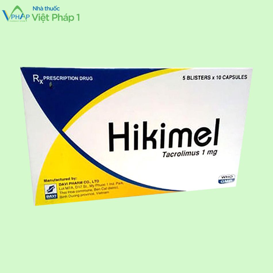 Mặt chéo hộp thuốc điều trị loại ghép Hikimel 1mg